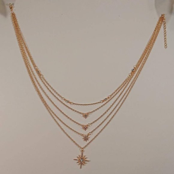 Fashion Jewelry Gold Plated Multilayer Chain Necklace - Picture 3 of 5